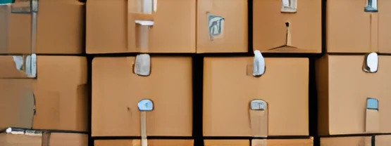 Caixas empilhadas em estoque de distribuidora